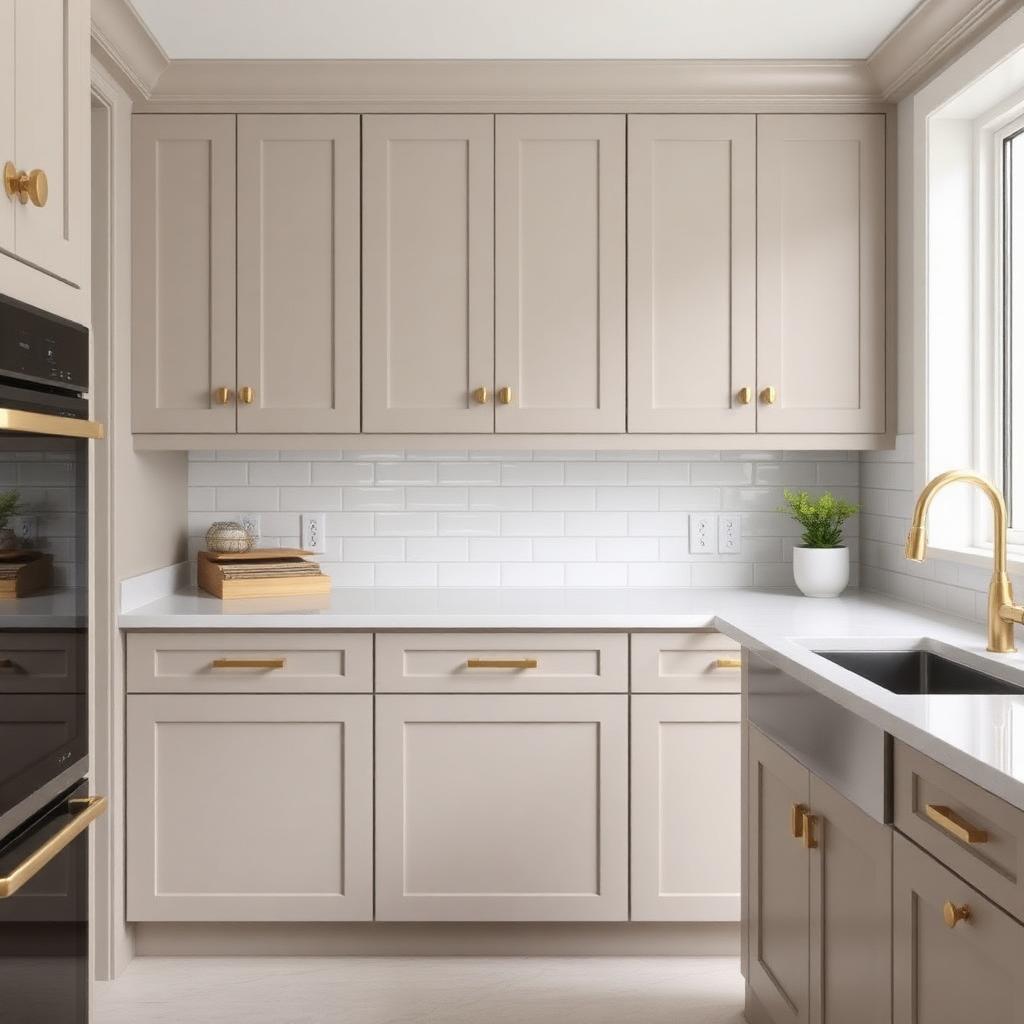 Modern shaker cabinetry with brass hardware