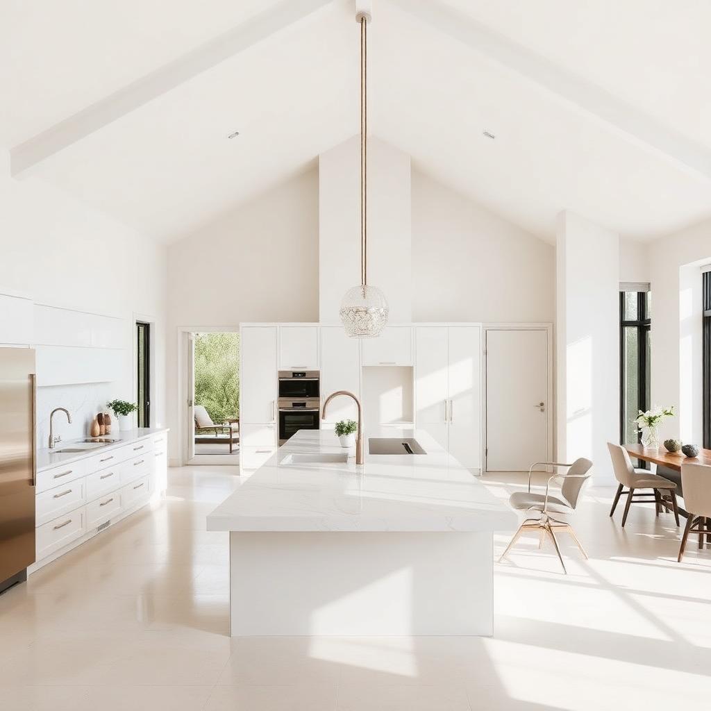Bright open-plan kitchen with large island